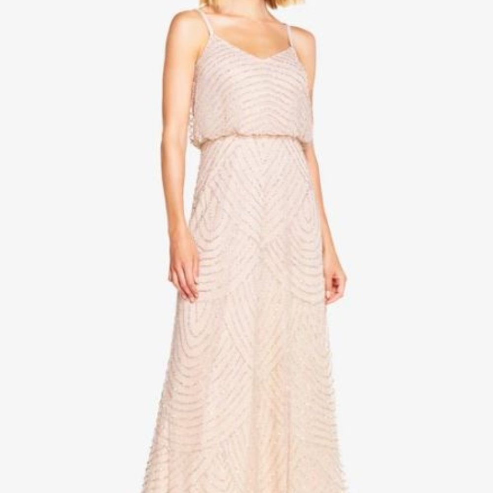 Adrianna Papell Petite Art Deco Beaded Gown